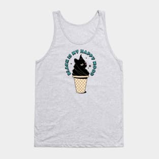 Ice Cream Black Cat in pink Tank Top